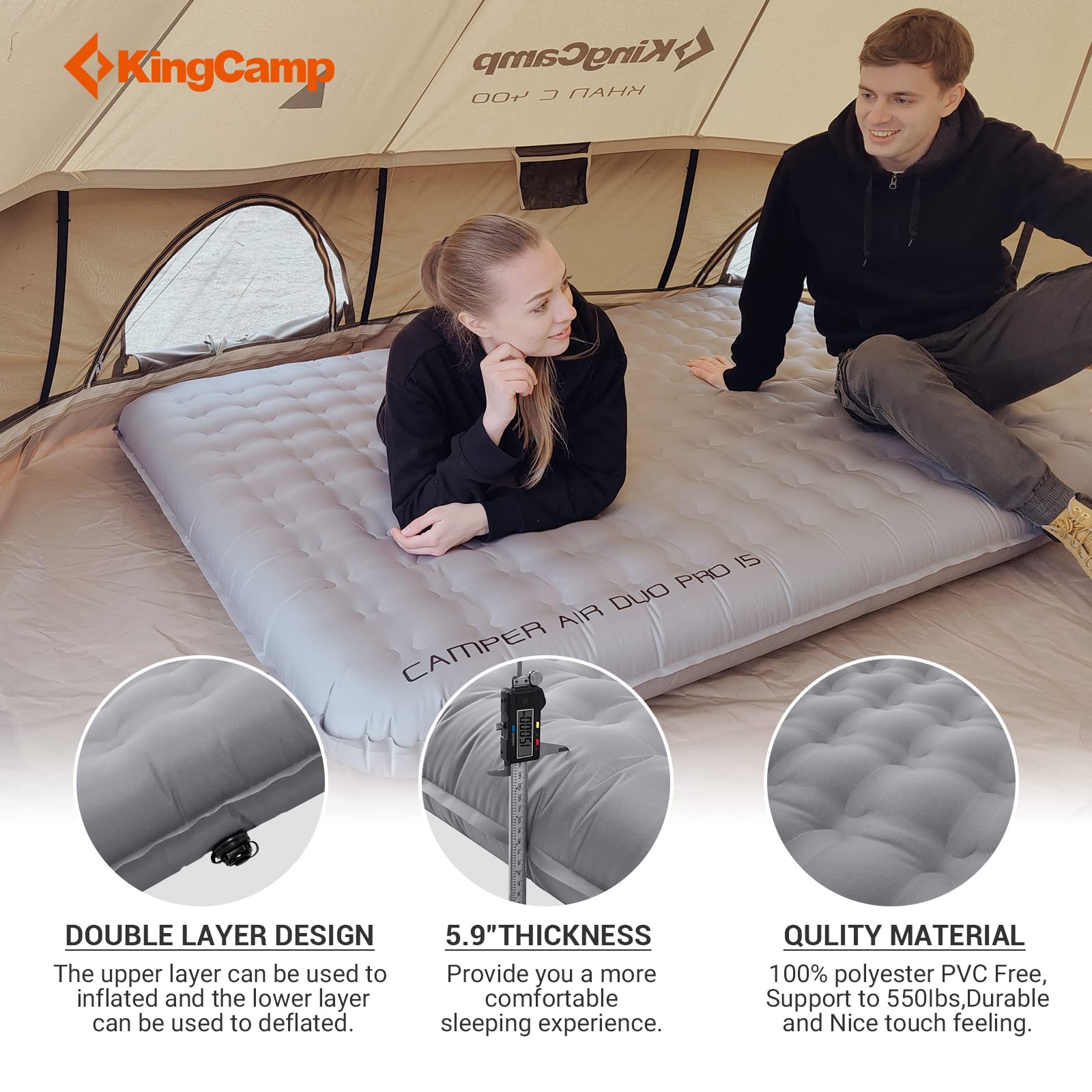 KingCamp Insulated Double Sleeping Pad for Camping