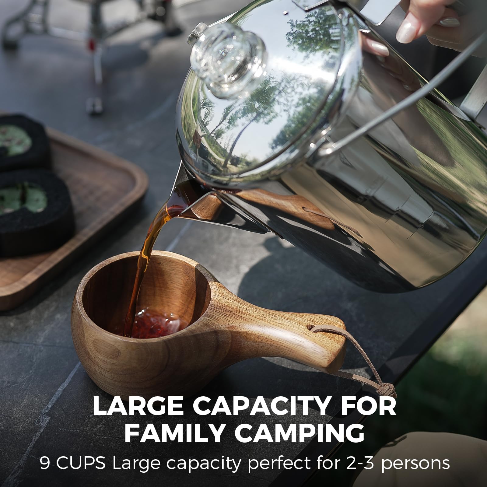 KingCamp 9-Cup Stainless Steel Camping Coffee Percolator