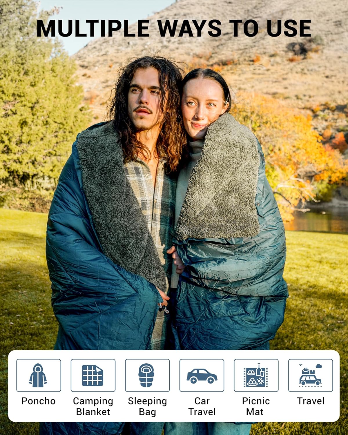 KingCamp Solid Sherpa Fleece Camping Blanket