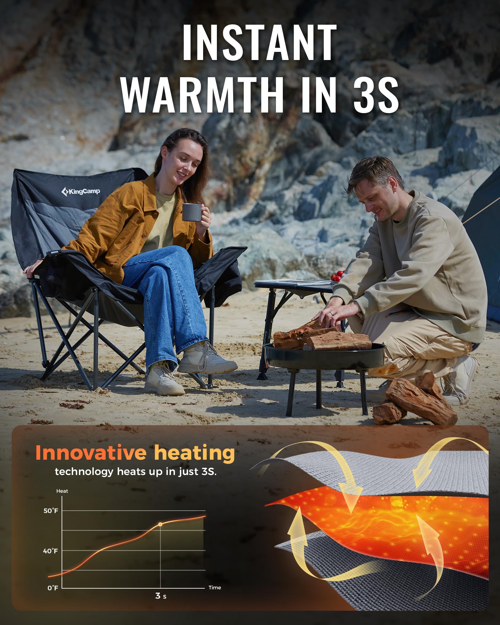 KingCamp CANNA C10 PLUS Heated Padded Camping Chair