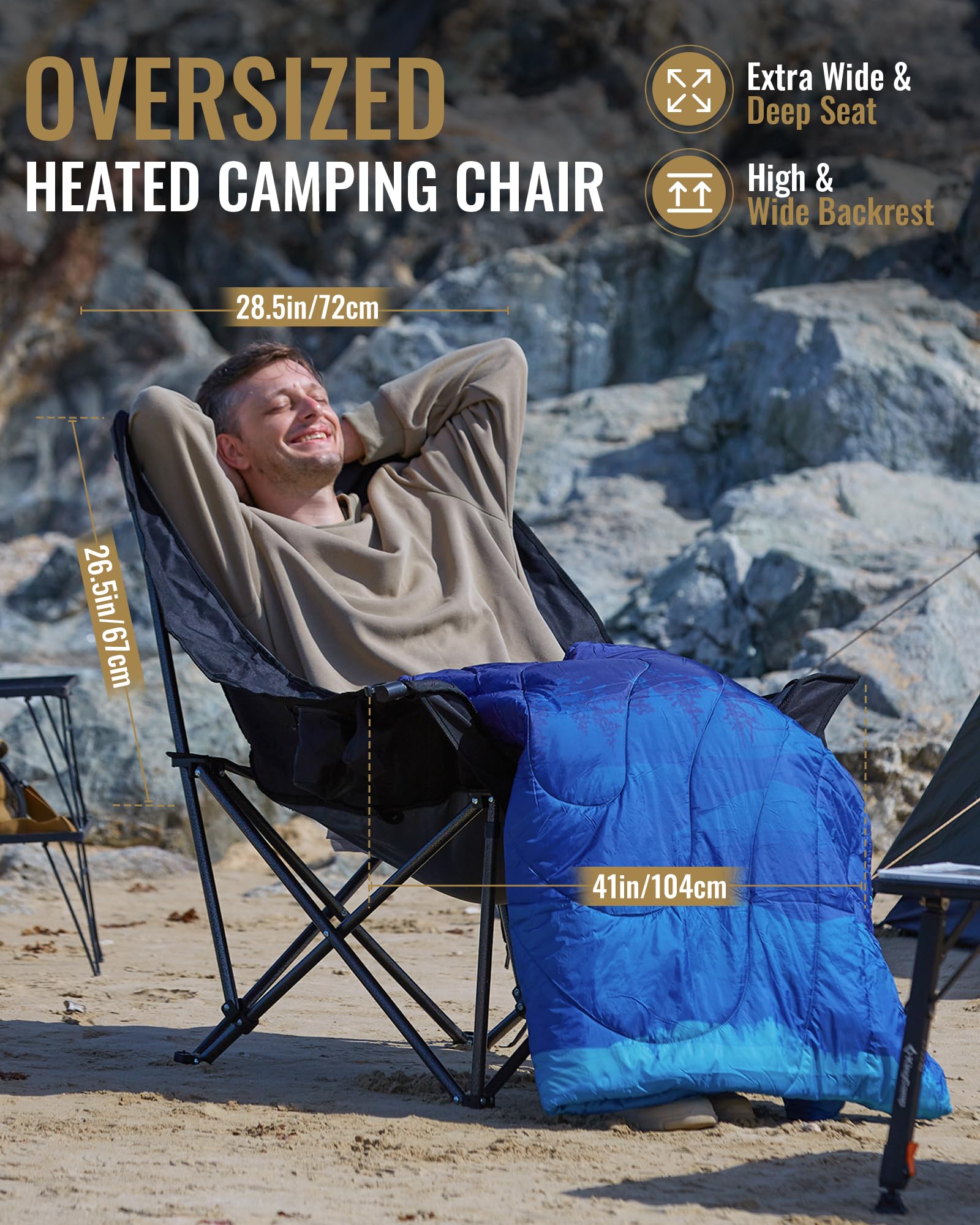 KingCamp CANNA C10 PLUS Heated Padded Camping Chair
