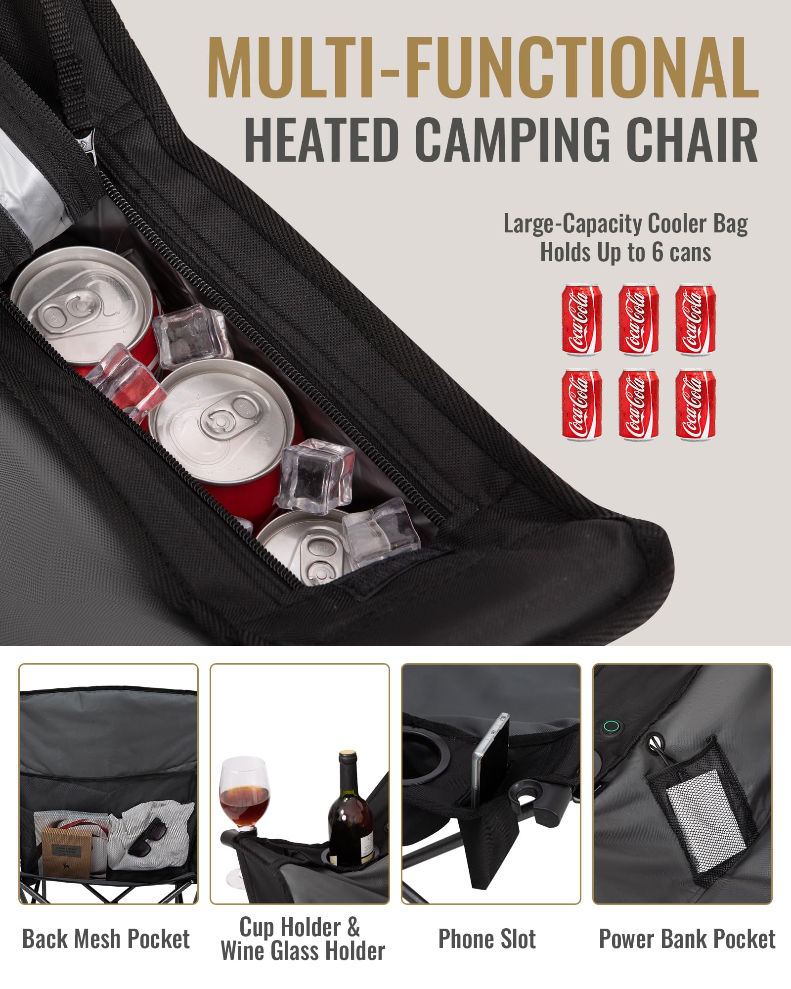KingCamp CANNA C10 PLUS Heated Padded Camping Chair