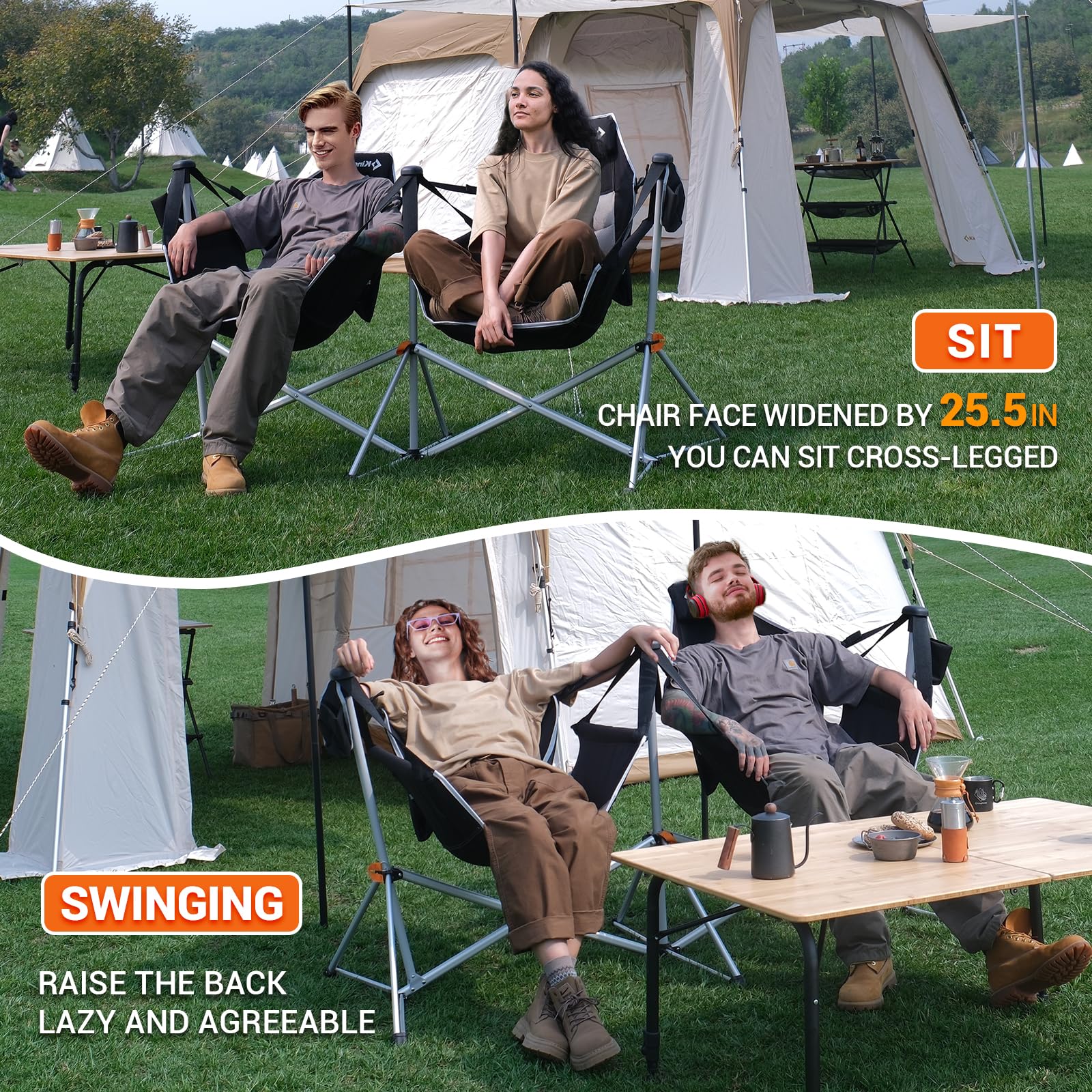 KingCamp ORCHID C30 Heavy Duty Oversize Double Hammock Camping Chairs