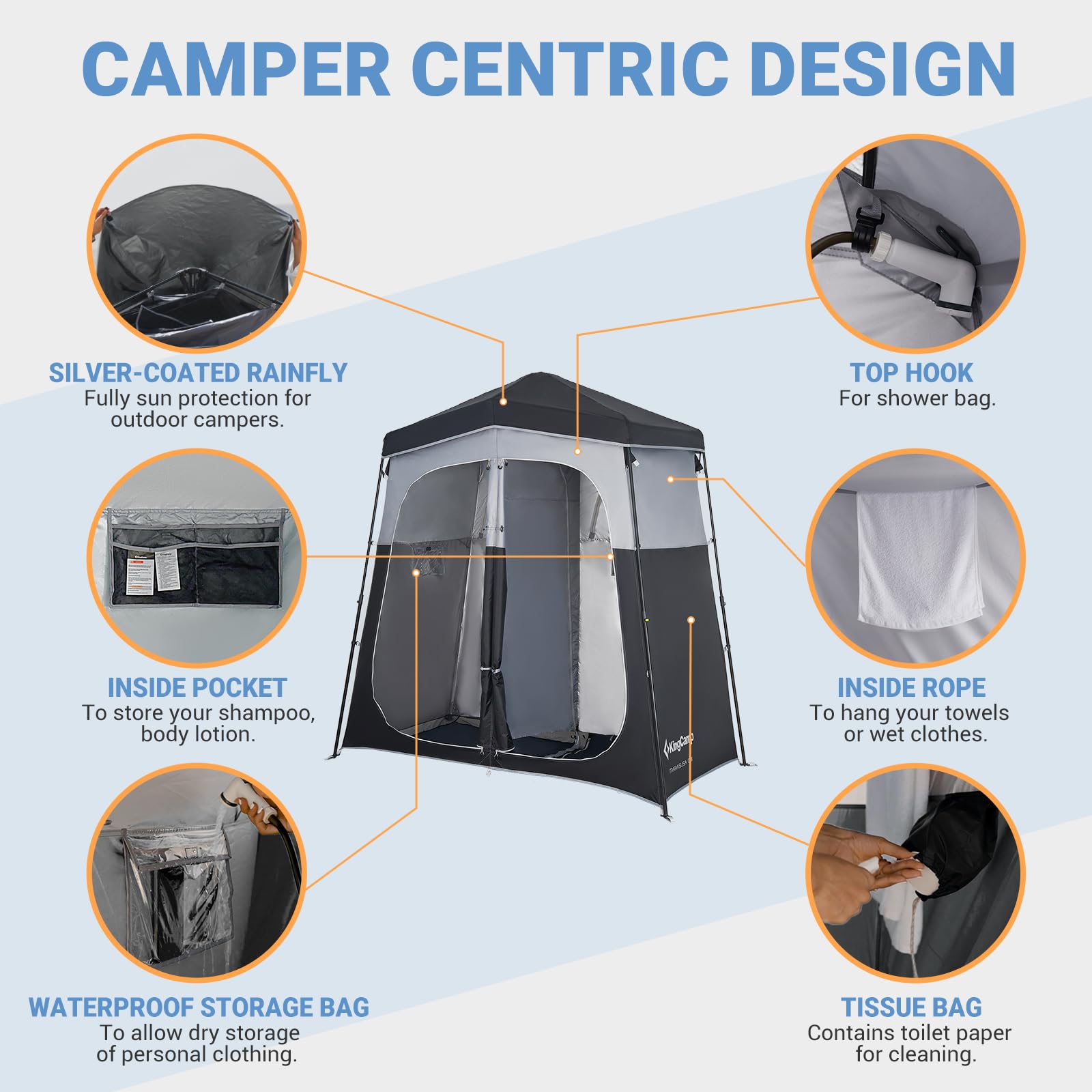 KingCamp MARASUSA Q Double-Room Shower Tent
