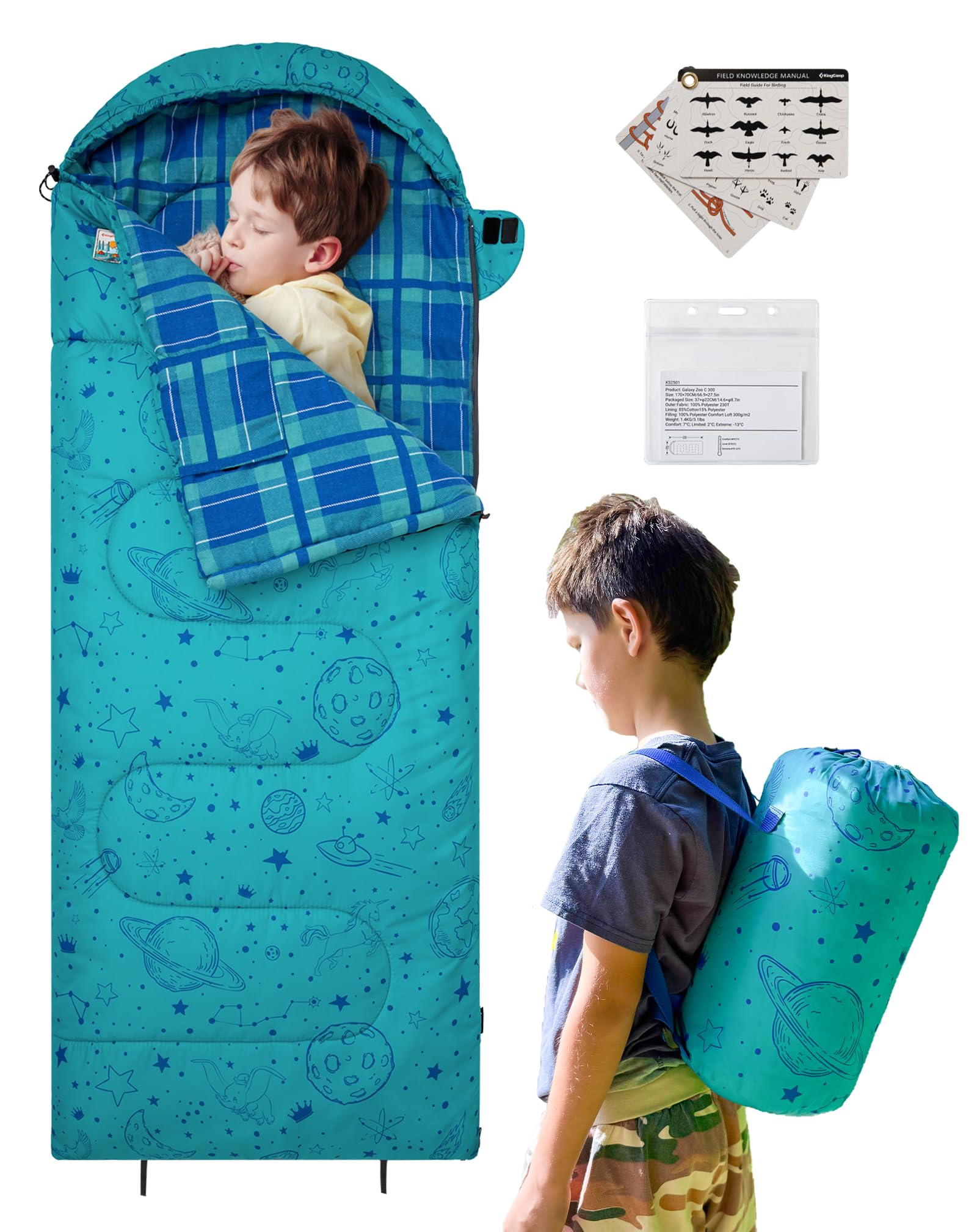KingCamp Galaxy Zoo C 300 Kids Sleeping Bag – Adjustable Length