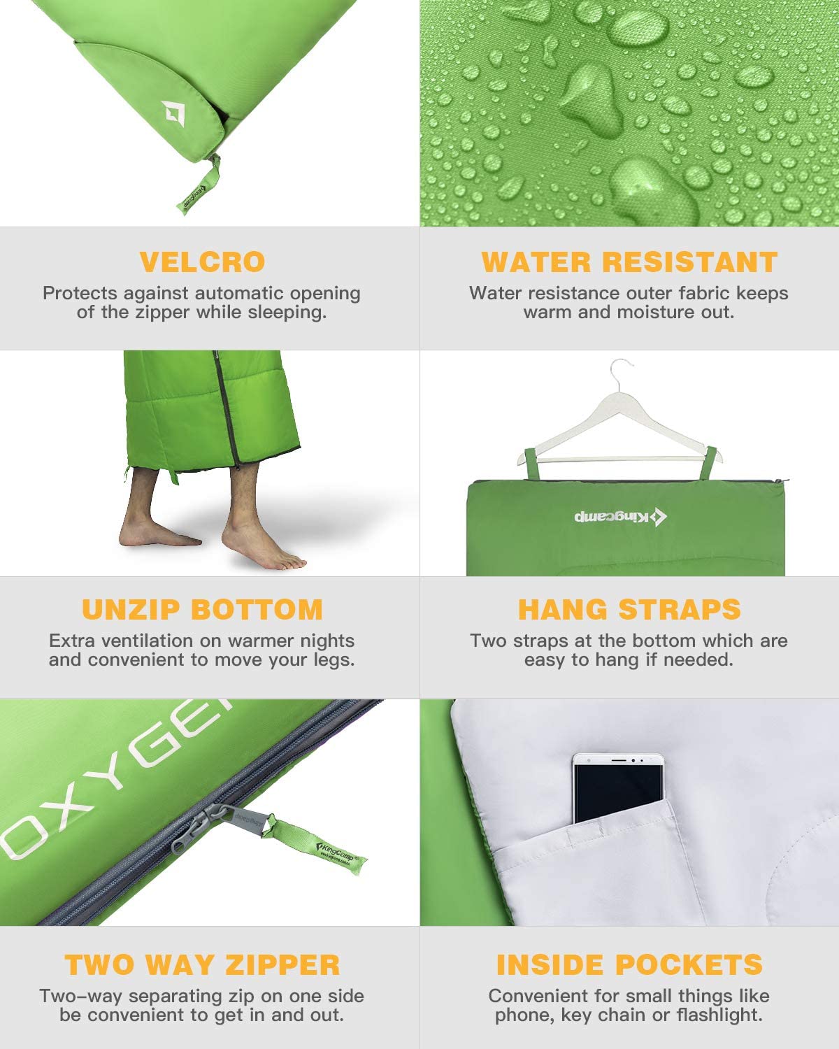 KingCamp Joinable Envelope Lightweight Adults Sleeping Bags