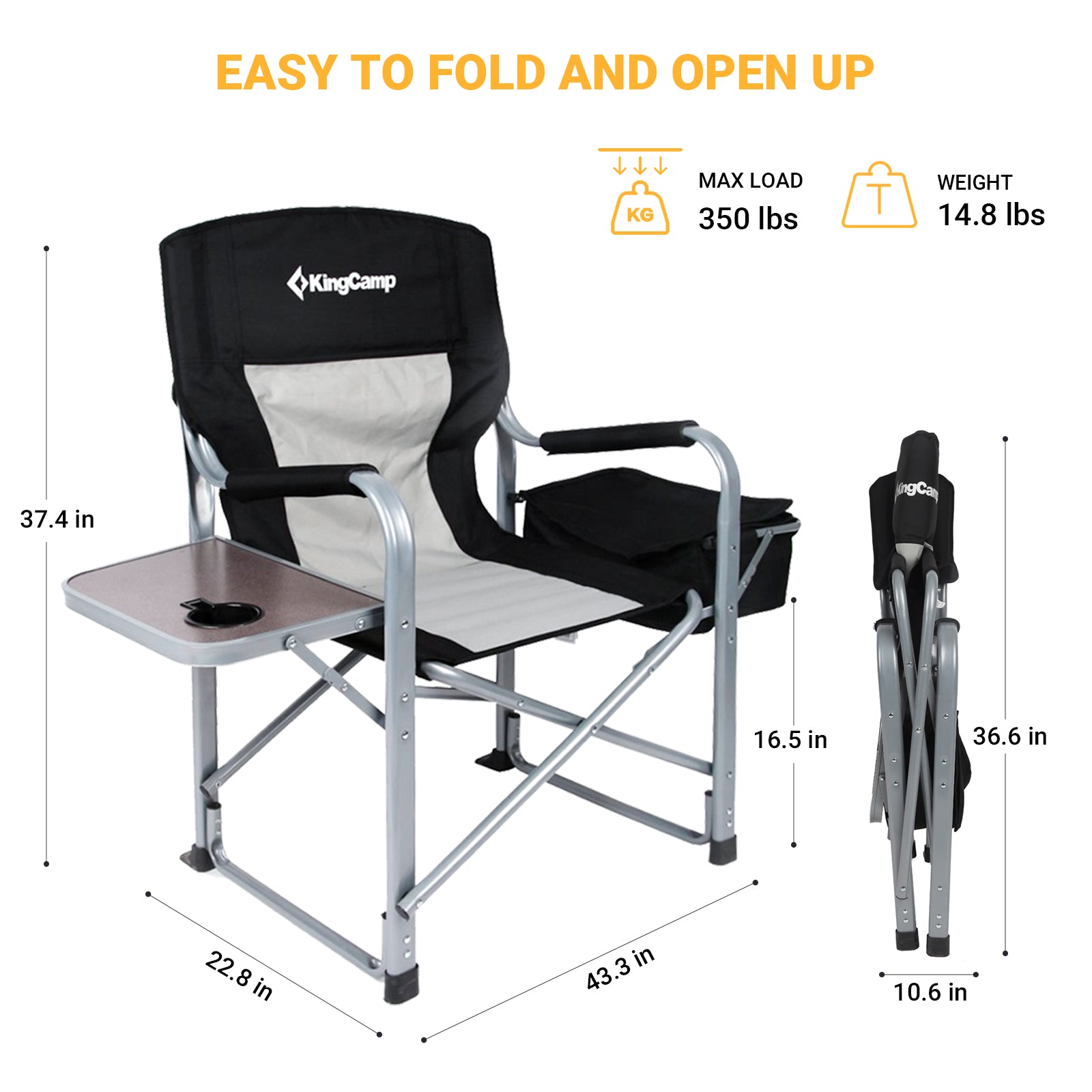 KingCamp Mesh Back Folding Chair with Cooler Bag