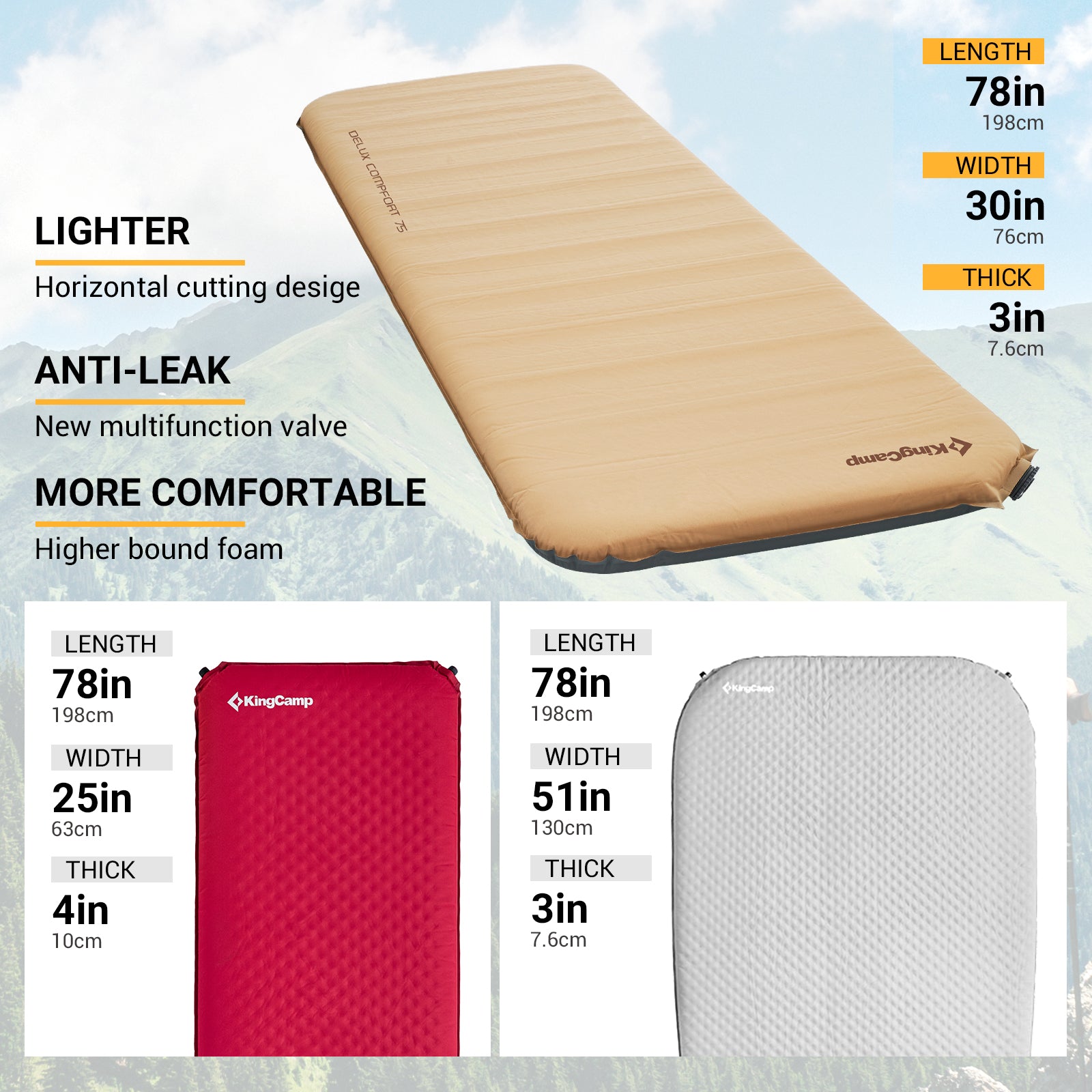 KingCamp Self Inflating Sleeping Pad Mattress