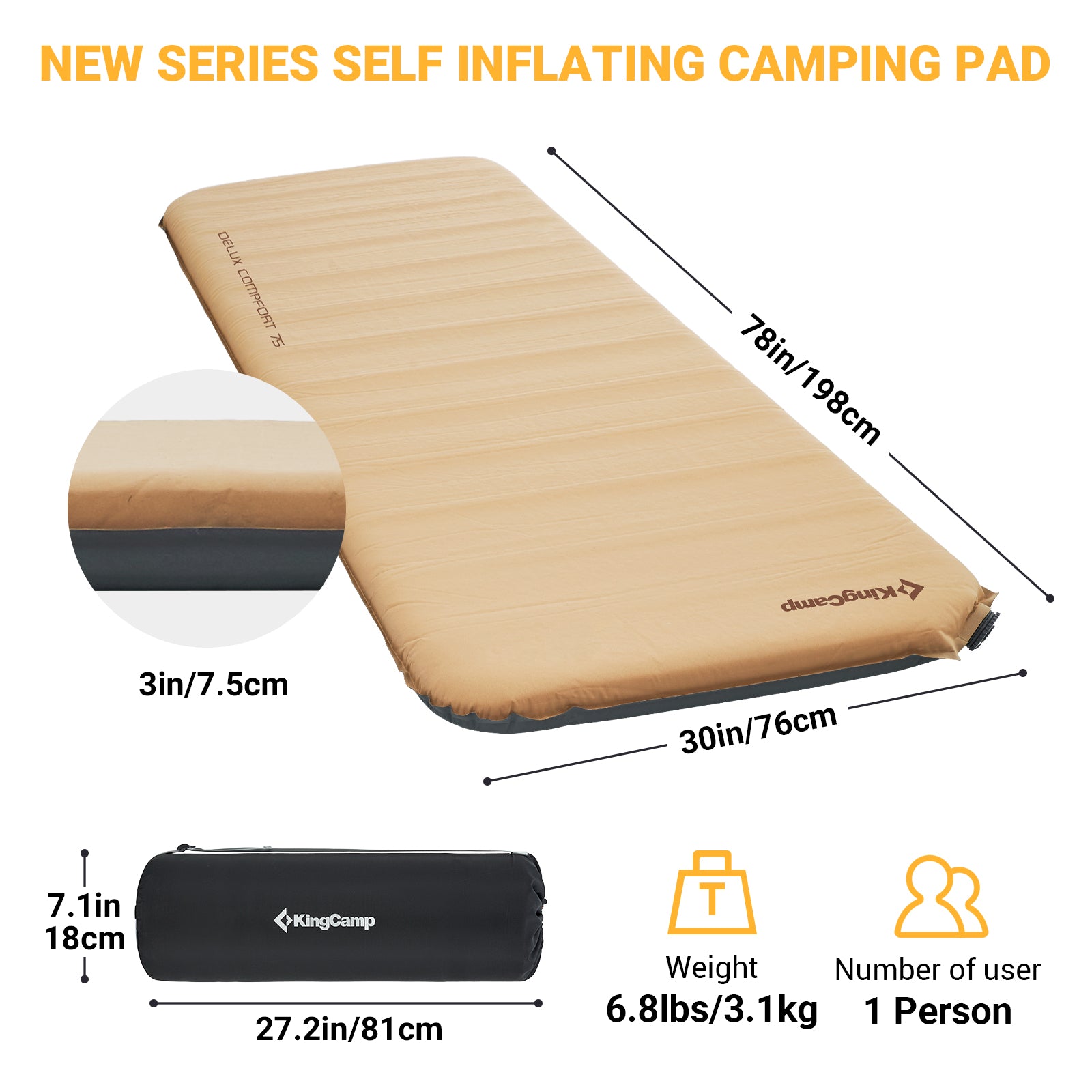 KingCamp Self Inflating Sleeping Pad Mattress