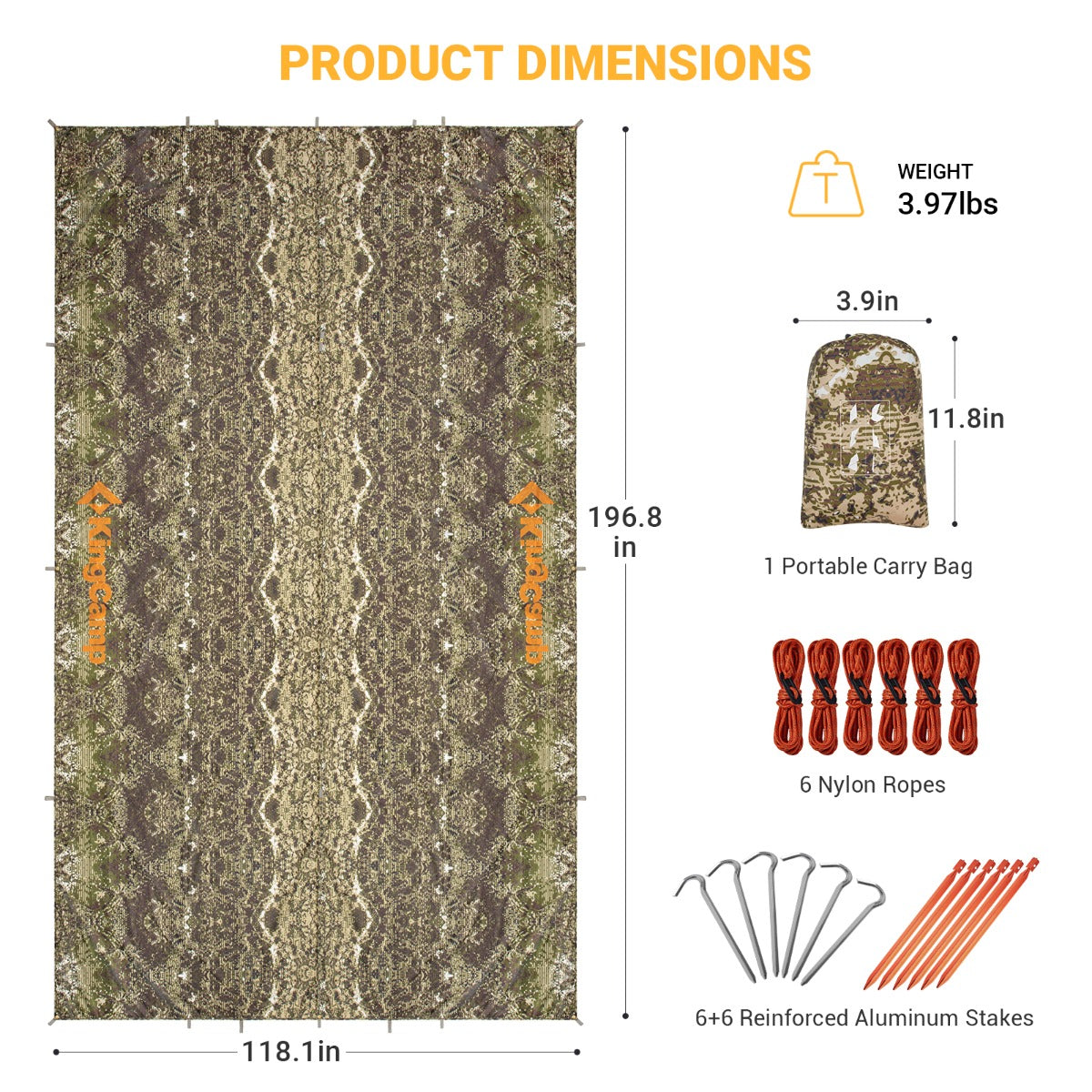 KingCamp UPF50+ Lightweight Tent Tarp Hammock Shade