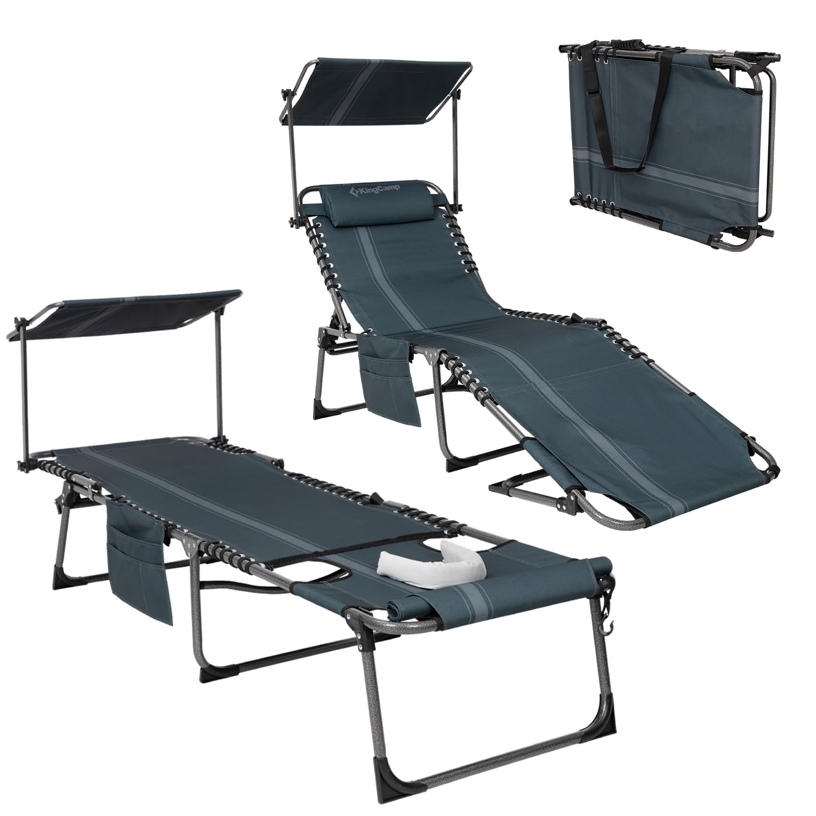 KingCamp MAGNOLIA B10 PLUS Backpack Chaise Lounge with Adjustable Canopy and Face Hole